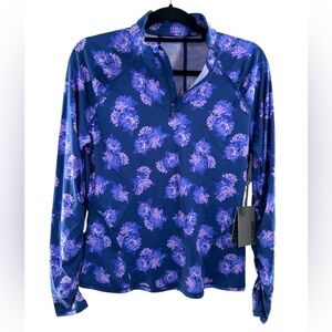 G/FORE Space Quarter Zip Pullover Peony Floral Layering Long Sleeve Shirt Size M